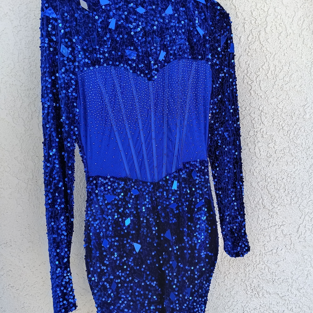 Banjul Midnight Blue Sequin Long Sleeve Dress